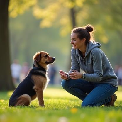 Séance d'éducation canine en extérieur à Paris