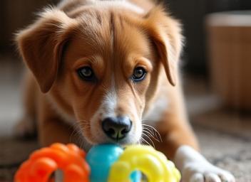 Chien participant à un atelier de stimulation mentale
