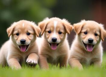 Groupe de chiots jouant ensemble